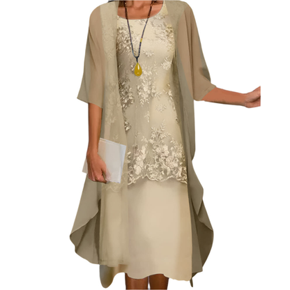 Midi Dress | Flowing Sheer-Sleeve Occasion Dress