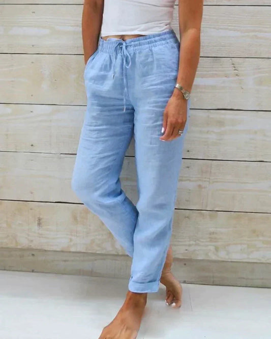 Trousers | Cotton-Linen Relaxed Drawstring Pants