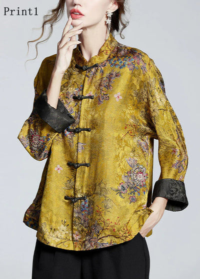 Women's Coat | Printed Silk-Blend Stand-Collar Coat
