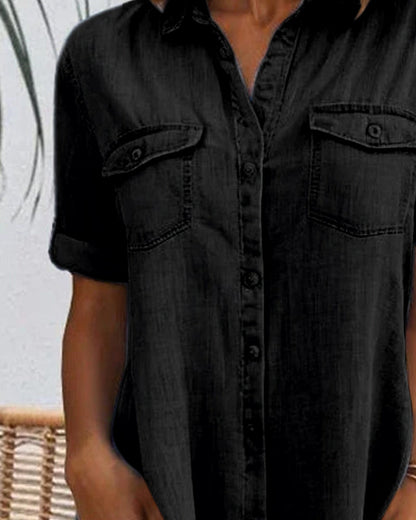 Denim-Look Dress | Lightweight Casual Shirt Dress