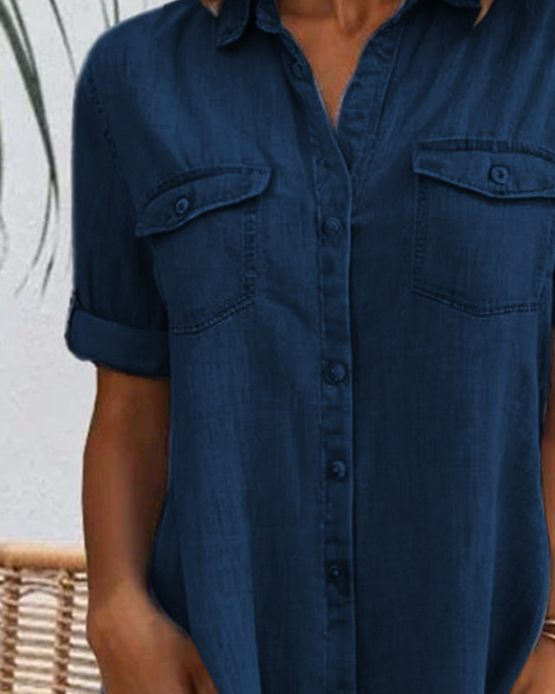 Denim-Look Dress | Lightweight Casual Shirt Dress