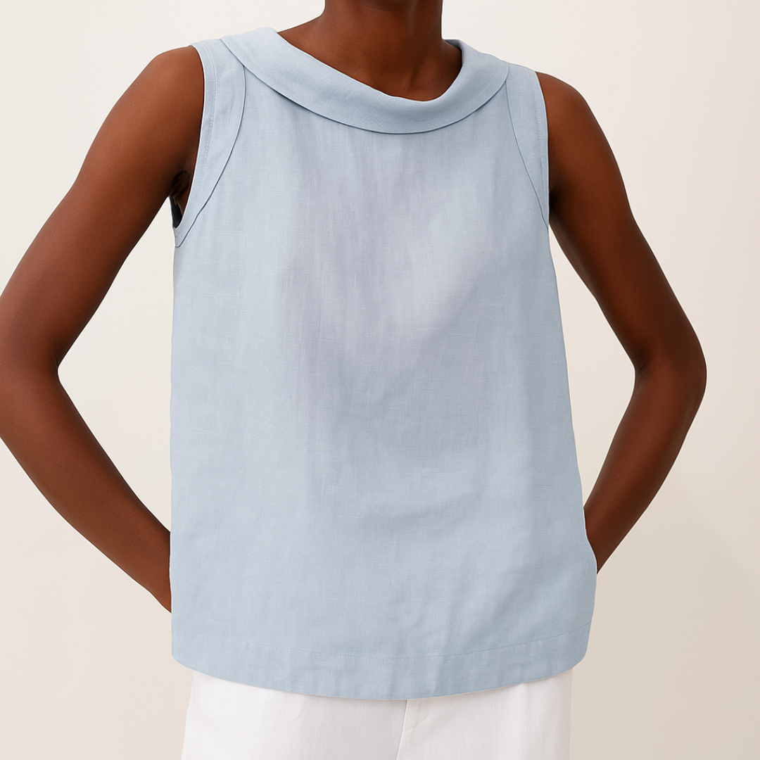 Sleeveless Roll Collar Top | Relaxed Summer Top