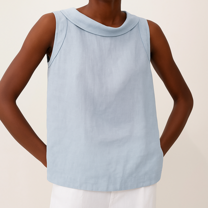 Sleeveless Roll Collar Top | Relaxed Summer Top