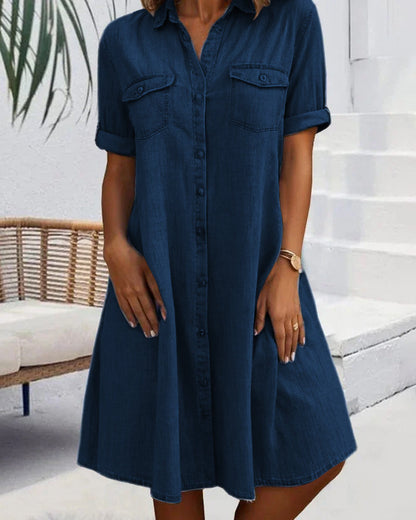 Denim-Look Dress | Lightweight Casual Shirt Dress