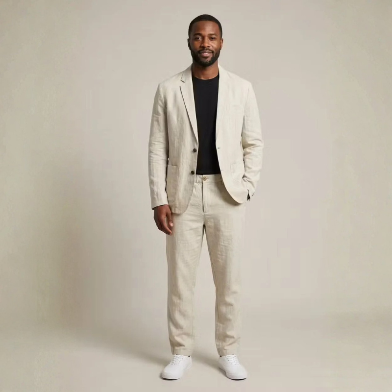 Linen Set | Blazer & Wide-Leg Trousers Two-Piece