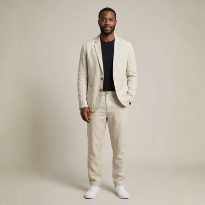Linen Set | Blazer & Wide-Leg Trousers Two-Piece