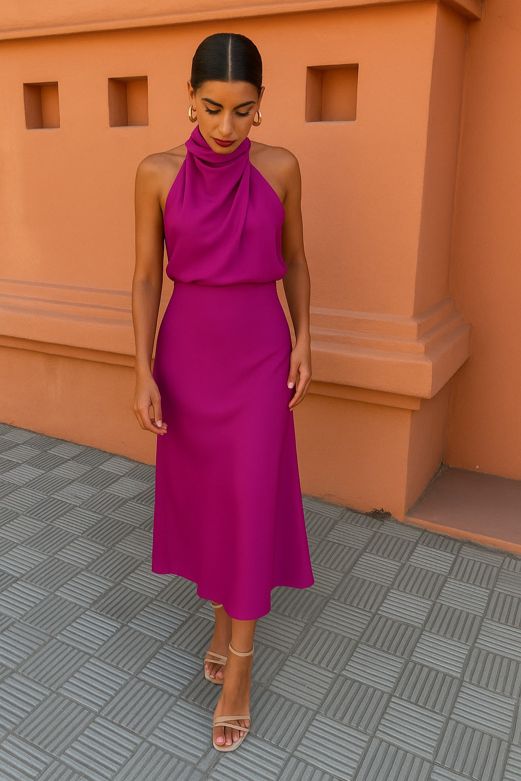 Women's Dress | Draped Open-Back Satin Dress