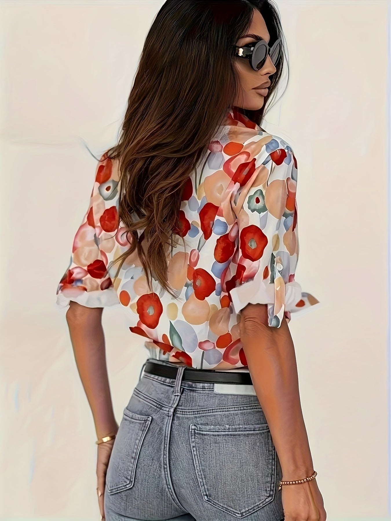 Blouse | Floral Long-Sleeve Lapel Shirt