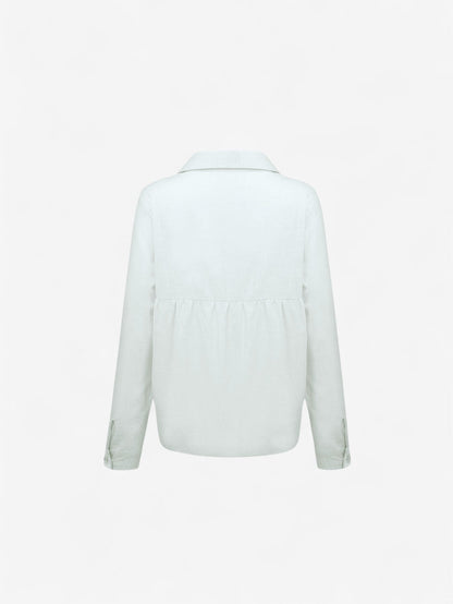 Linen Button-Down Blouse | Long Sleeve Collared Top