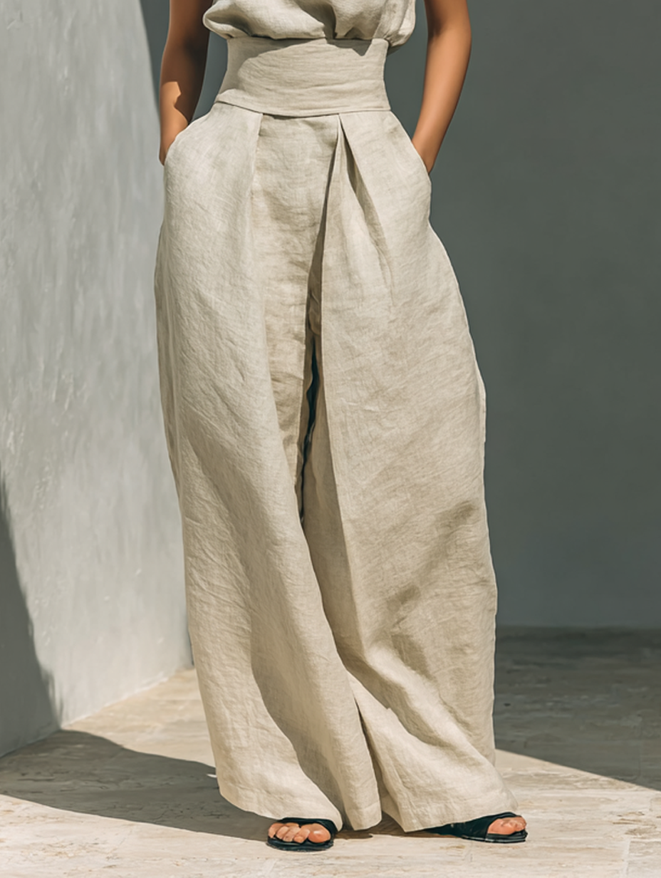 Women's Set | Sleeveless Top & Wide-Leg Trousers Set