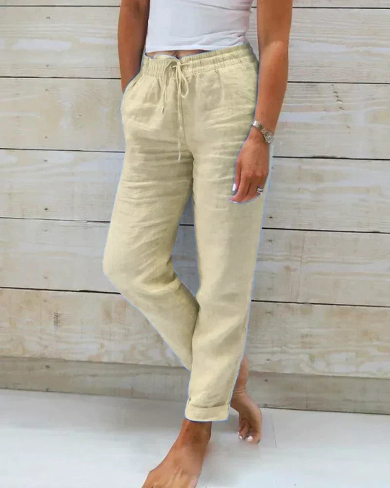 Trousers | Cotton-Linen Relaxed Drawstring Pants
