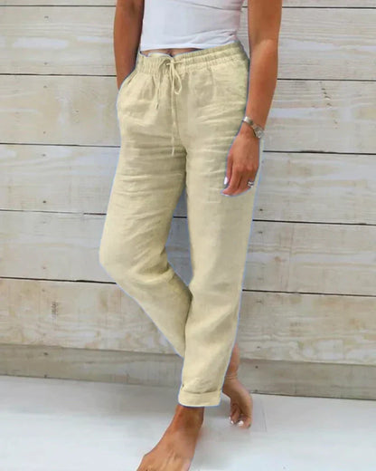 Trousers | Cotton-Linen Relaxed Drawstring Pants