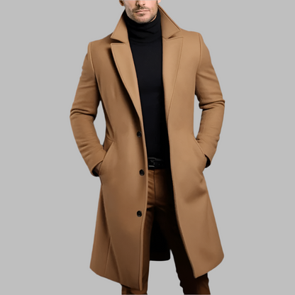 Coat | Long Tailored Wool-Blend Overcoat