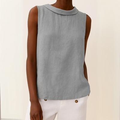 Sleeveless Roll Collar Top | Relaxed Summer Top