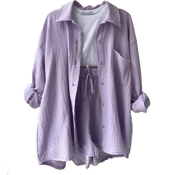 Linen Summer Set | Long Sleeve Shirt & Cropped Trousers
