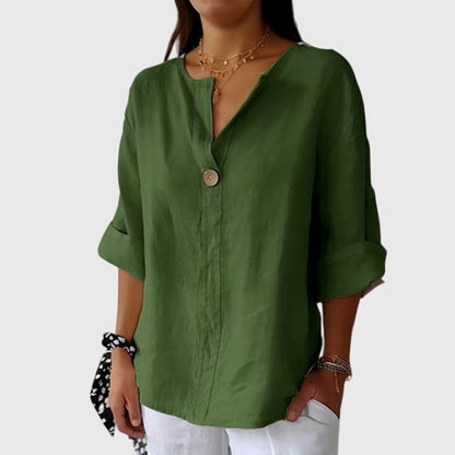 Blouse | V-Neck Single-Button Blouse