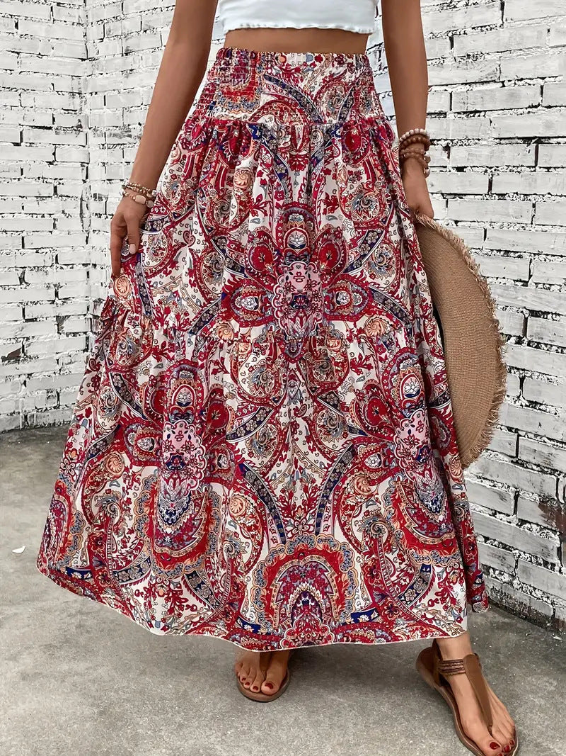 Women's floral chiffon circle skirt in pink