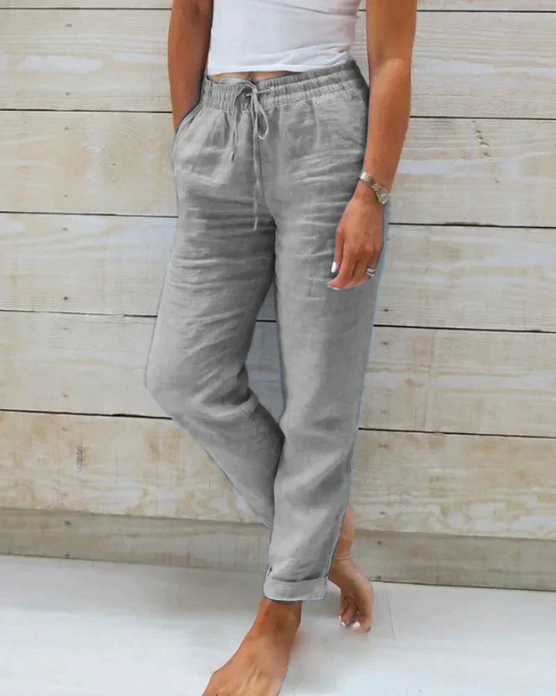 Trousers | Cotton-Linen Relaxed Drawstring Pants