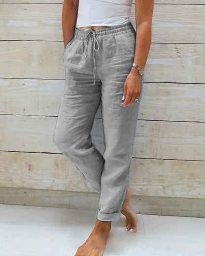 Trousers | Cotton-Linen Relaxed Drawstring Pants