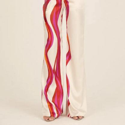 Linen Off-Shoulder Set | Top & Wide Leg Trousers