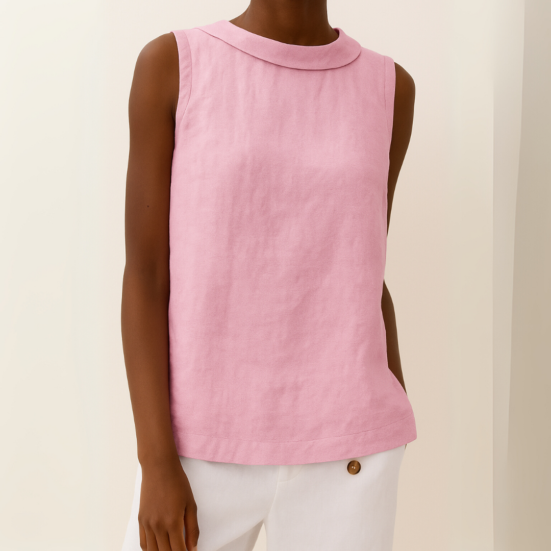 Sleeveless Roll Collar Top | Relaxed Summer Top