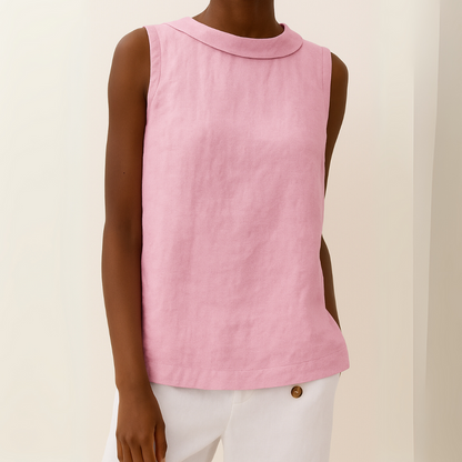 Sleeveless Roll Collar Top | Relaxed Summer Top