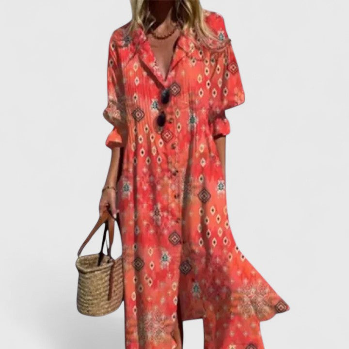 Boho Dress | Bold Print Relaxed Maxi Dress