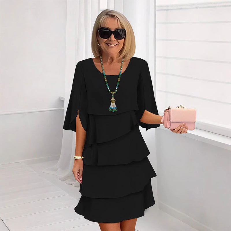 Women's Dress | Layered Puff-Sleeve Dress
