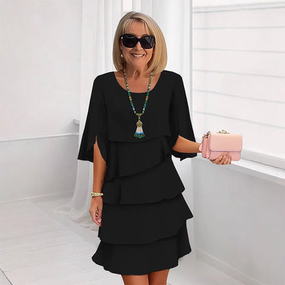 Women's Dress | Layered Puff-Sleeve Dress