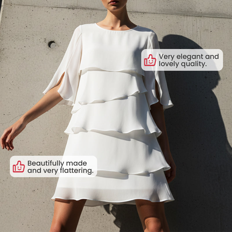 Women's Dress | Layered Puff-Sleeve Dress