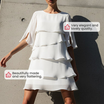 Women's Dress | Layered Puff-Sleeve Dress