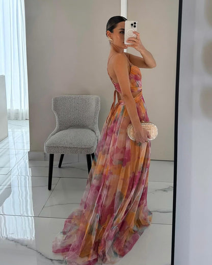 Women's Dress | Floral Open-Back Maxi Dress