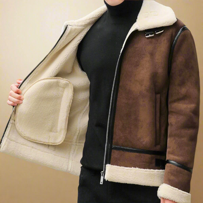 Coat | Belted Faux Suede Winter Coat