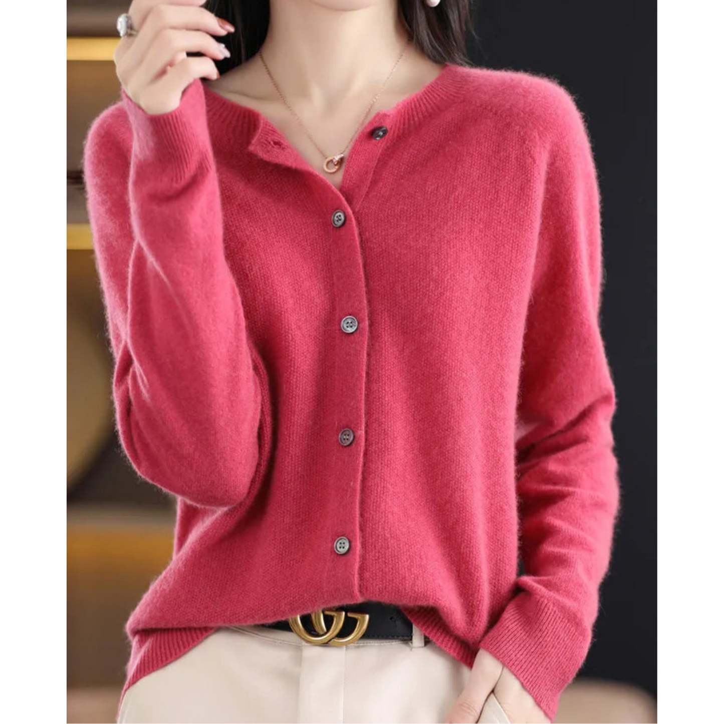 Women's soft cashmere knit cardigan