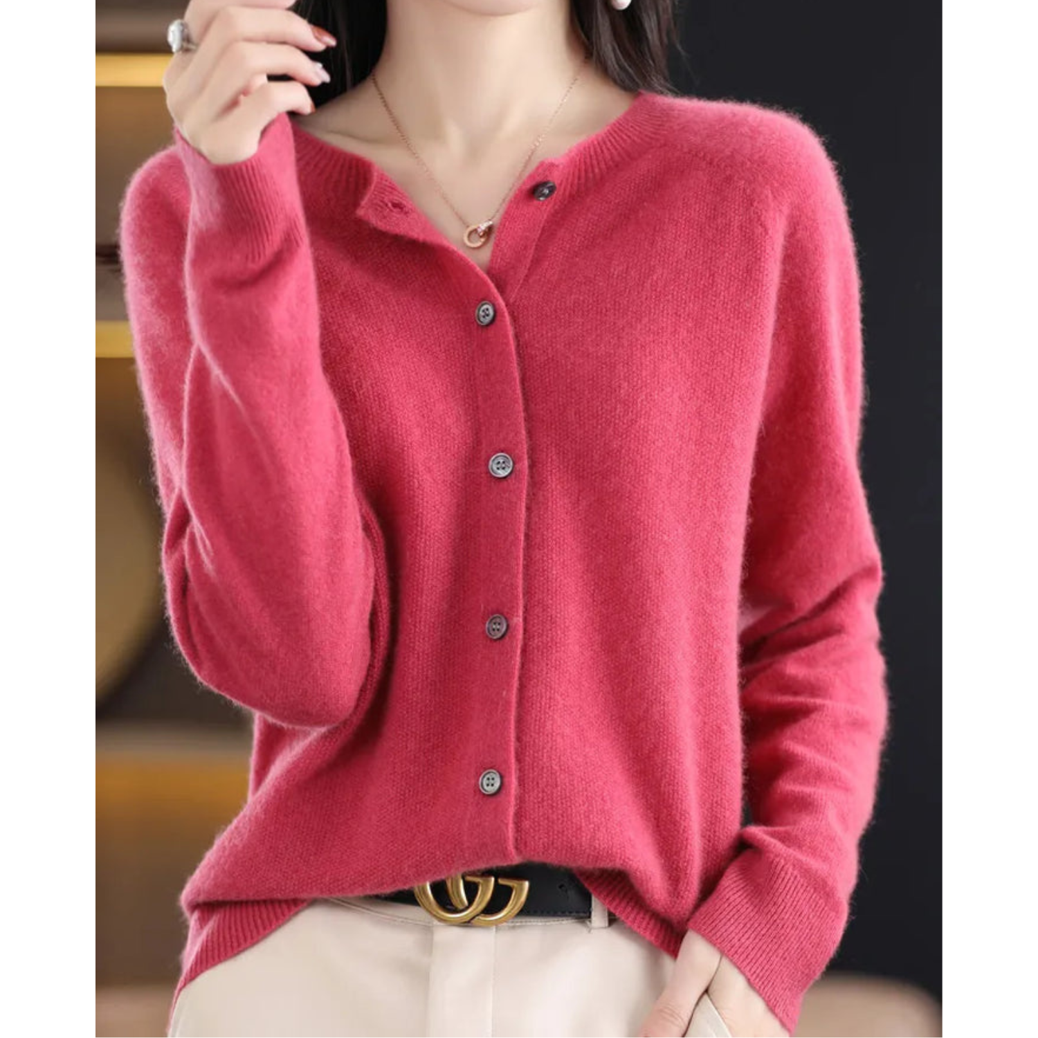 Women's soft cashmere knit cardigan