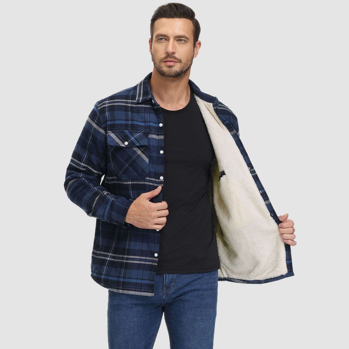 Shirt Jacket | Sherpa-Lined Check Overshirt