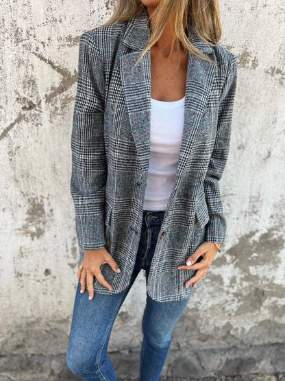 Blazer | Elegant Checked Tailored Blazer