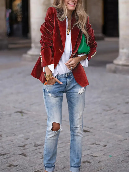 Blazer | Notched Lapel Single-Button Blazer