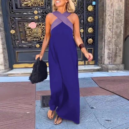 Maxi Dress | Crossover V-Neck Linen Maxi Dress