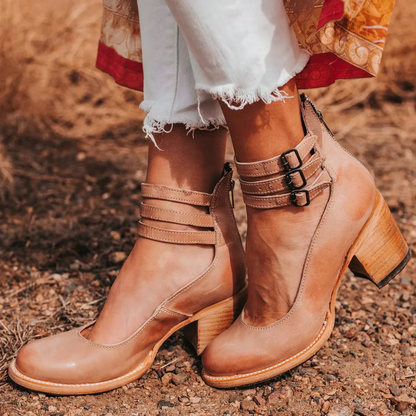 Orthopedic Ankle Boots | Strappy Block Heel Boots