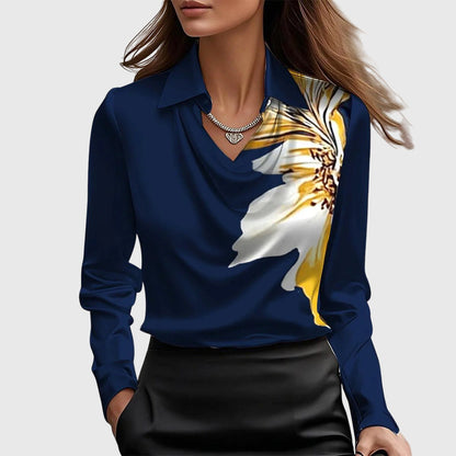 Satin Blouse | Pleated Neckline Elegant Top