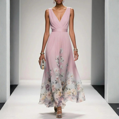 Maxi Dress | Floral V-Neck Wedding Guest Dress