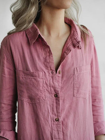 Cotton Jumpsuit | Long Sleeve Button-Front One-Piece