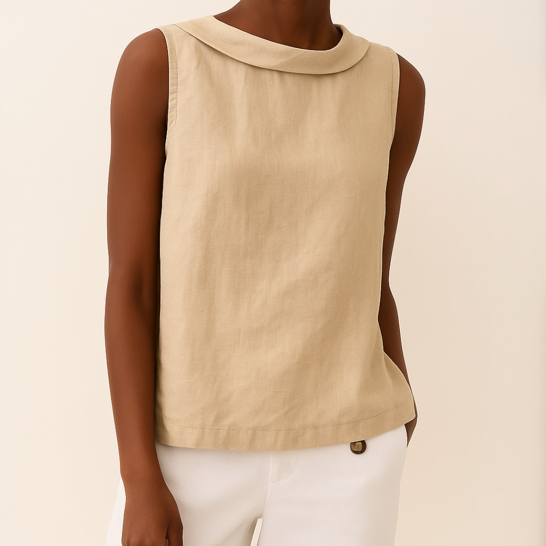 Sleeveless Roll Collar Top | Relaxed Summer Top