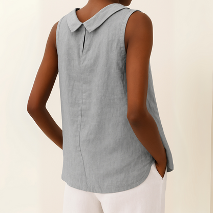 Sleeveless Roll Collar Top | Relaxed Summer Top