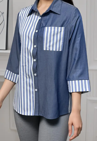 Women's Blouse | Striped Button-Front Blouse