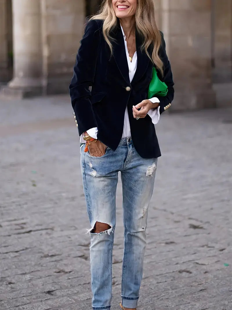 Blazer | Notched Lapel Single-Button Blazer
