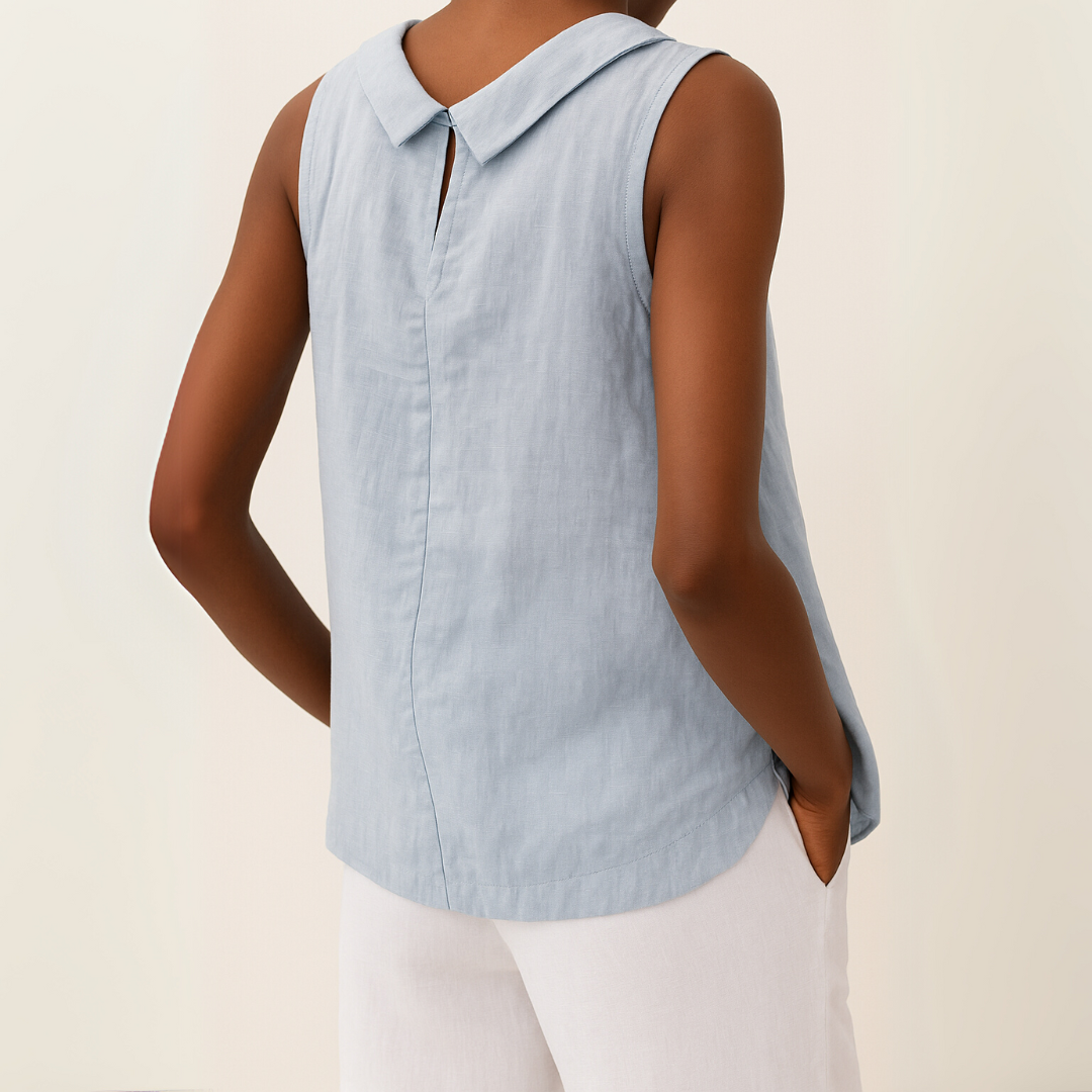 Sleeveless Roll Collar Top | Relaxed Summer Top