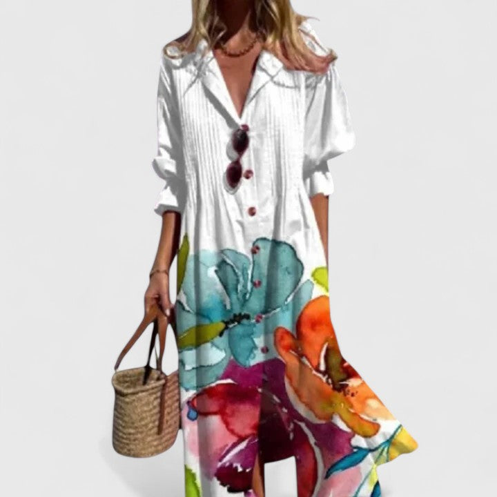 Women's bold print relaxed boho maxi dress