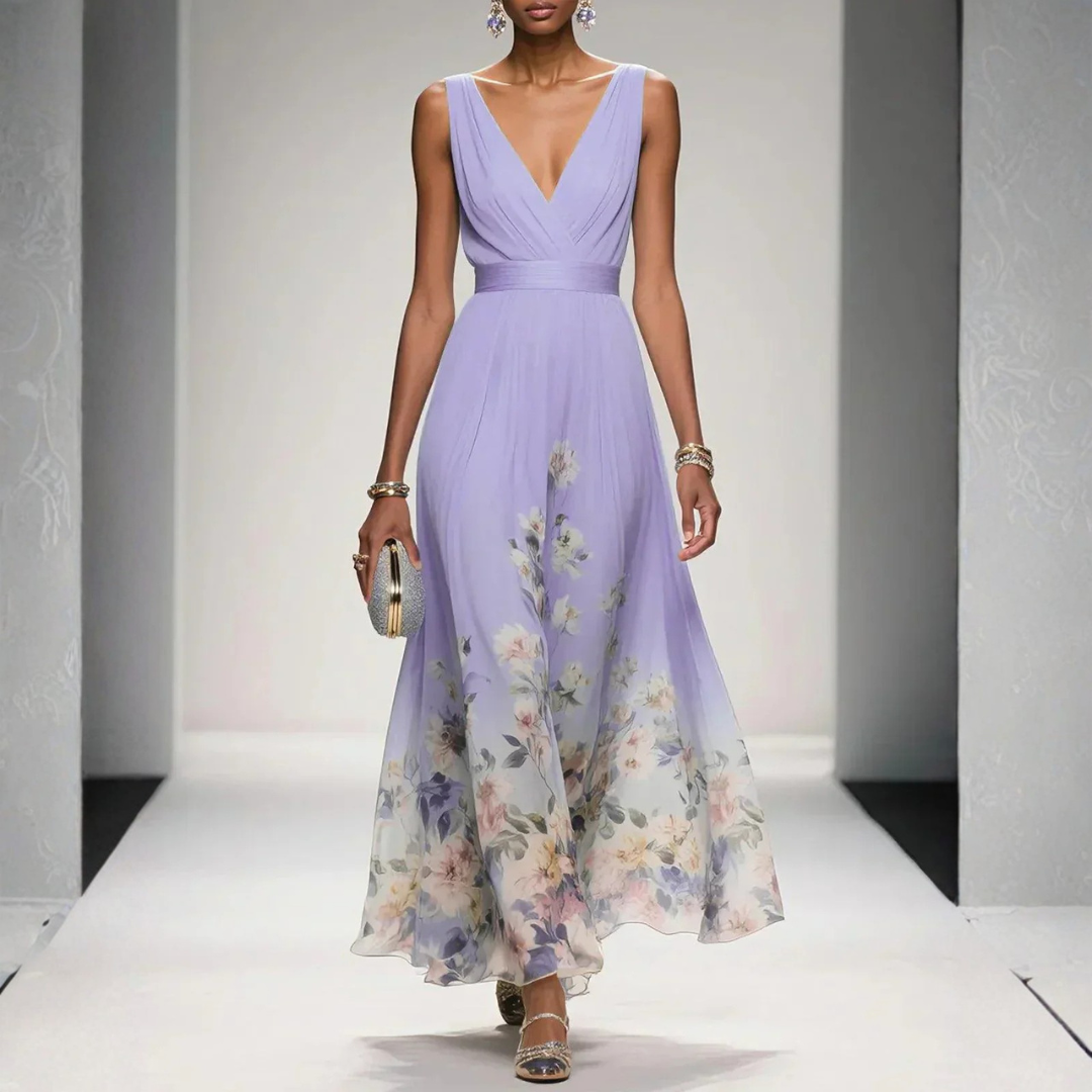 Maxi Dress | Floral V-Neck Wedding Guest Dress